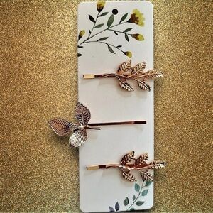 Hair clip Set of 3 Branch Hair pins Rose Gold Nwt